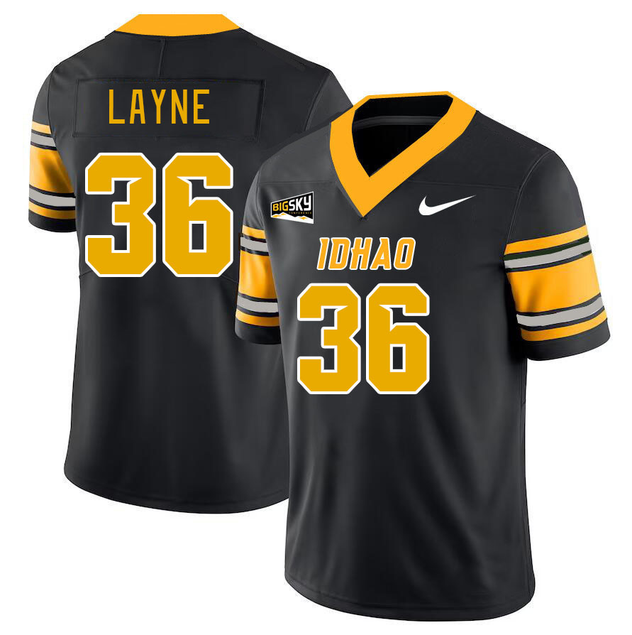 Men-Youth #36 Dylan Layne Idaho Vandals 2023 College Football Jerseys Stitched-Black